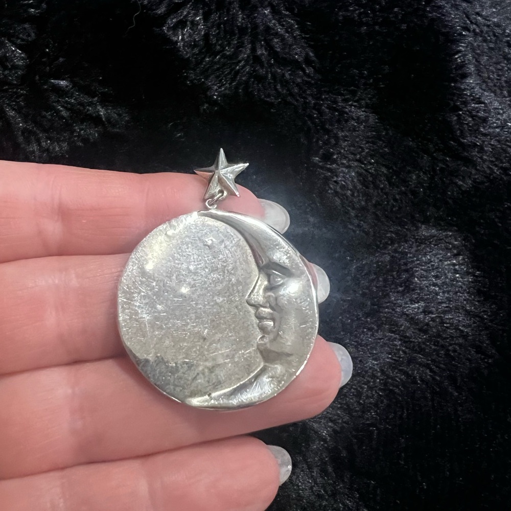 Silver Moon and Star Pendant